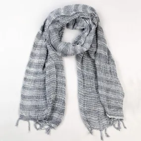 Gray Striped Cotton Scarf