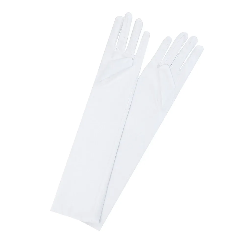 Great Gatsby 1920's Bridal Flapper Long Satin Gloves - White