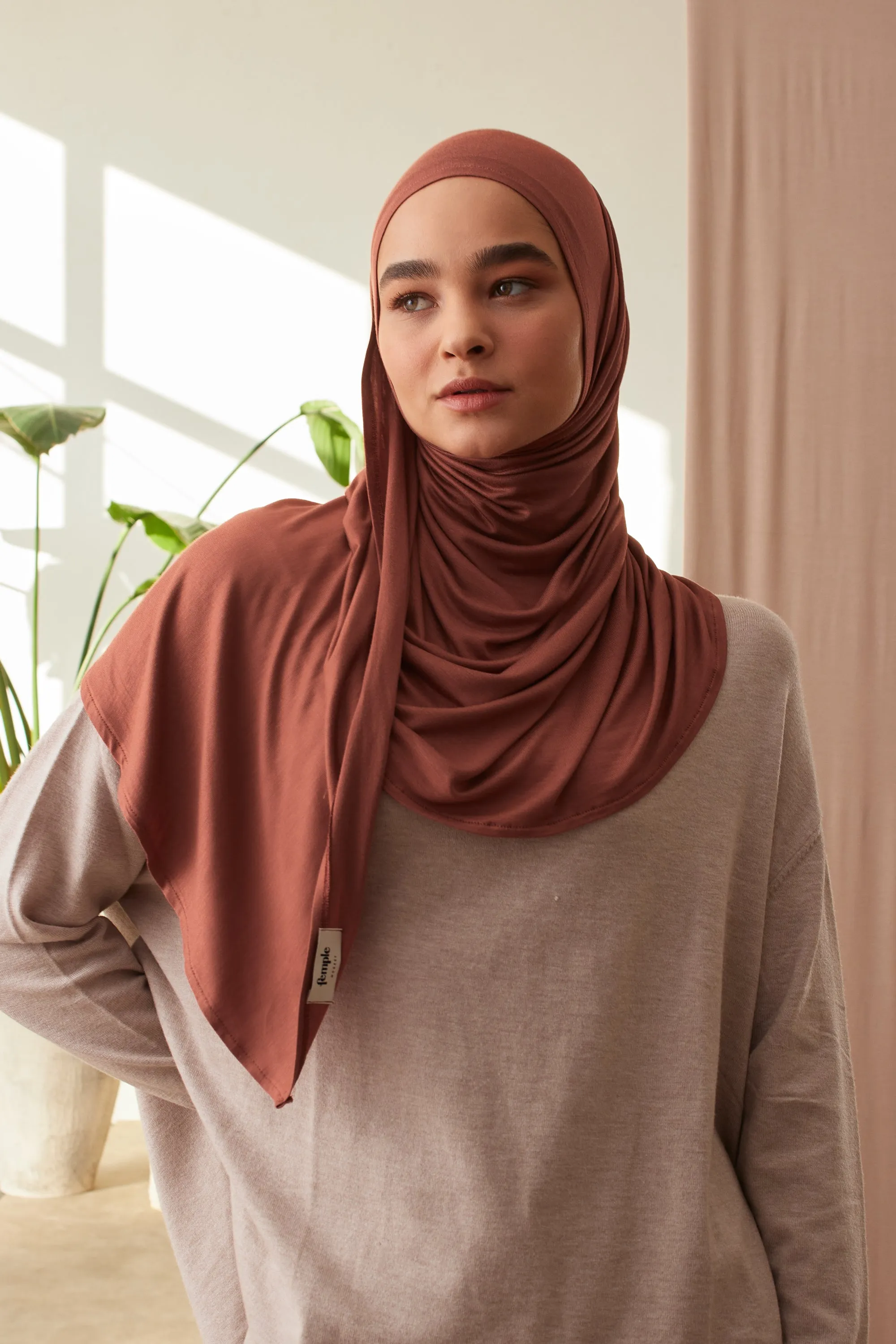 Instant Premium Jersey Hijab Redwood