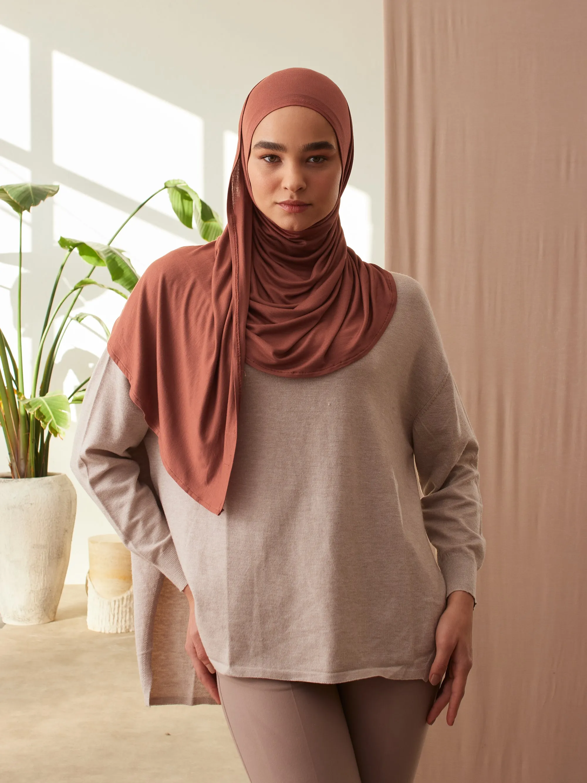 Instant Premium Jersey Hijab Redwood