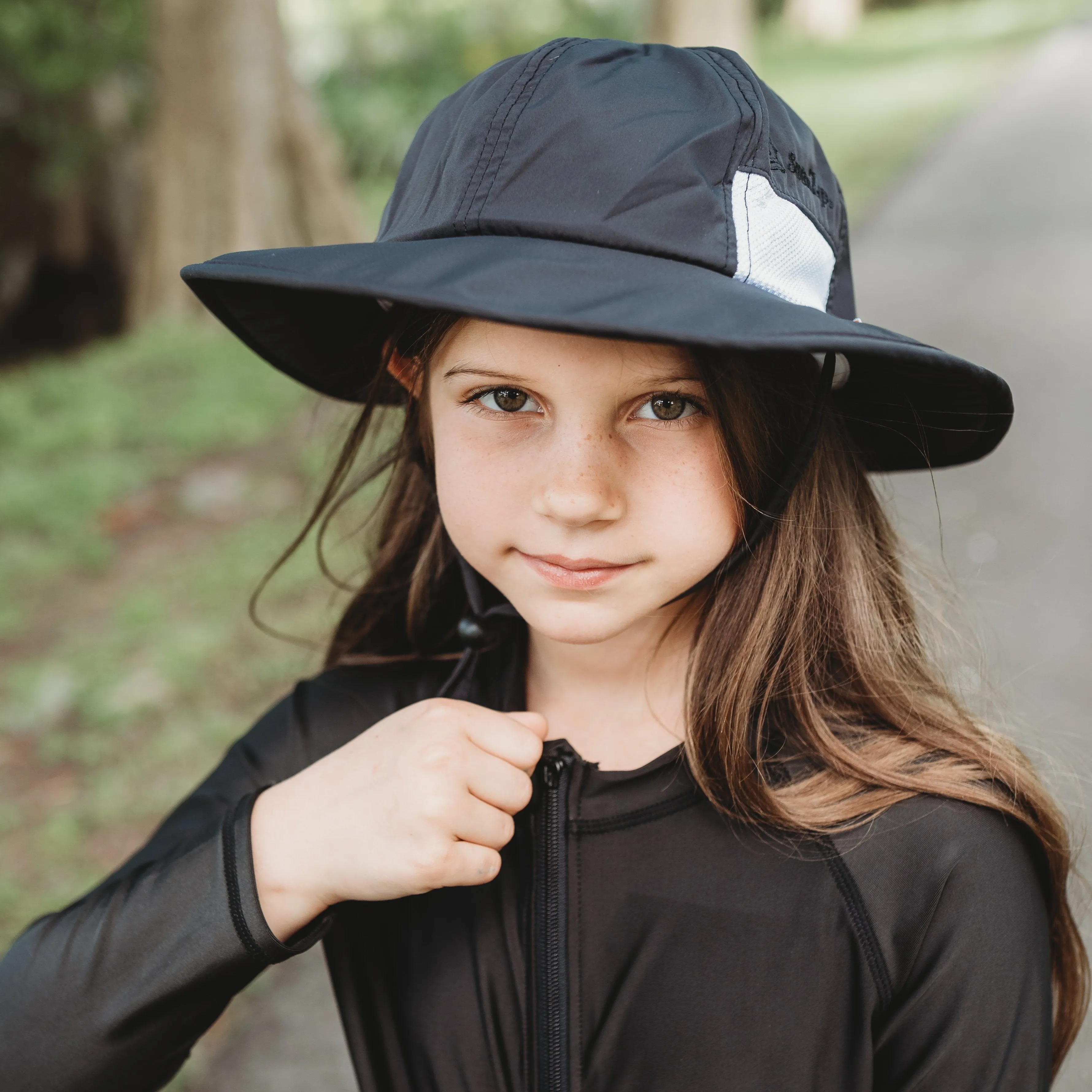 Kids Wide Brim Sun Hat "Fun Sun Day Play Hat" - Black