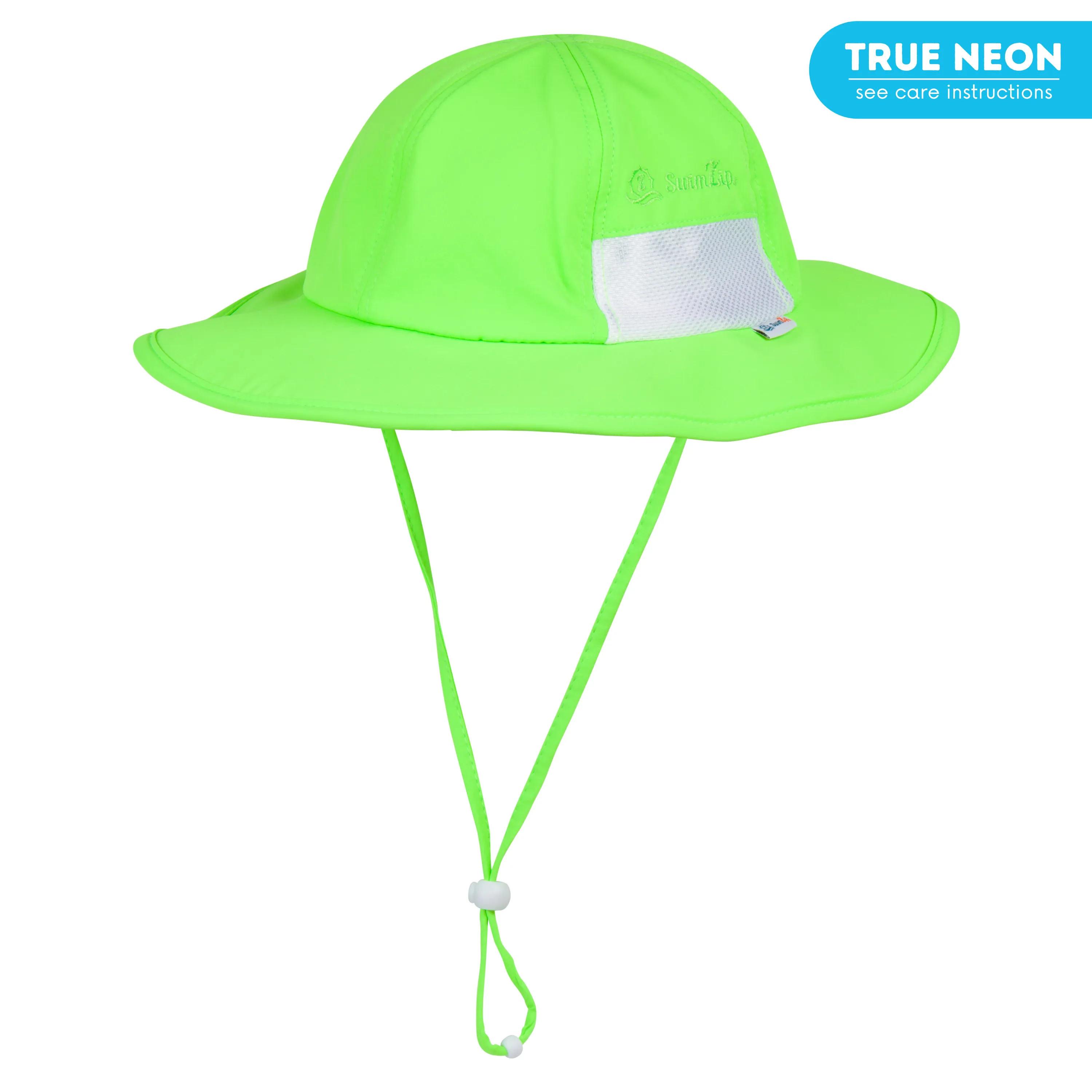 Kids Wide Brim Sun Hat "Fun Sun Day Play Hat" - Neon Lime Green