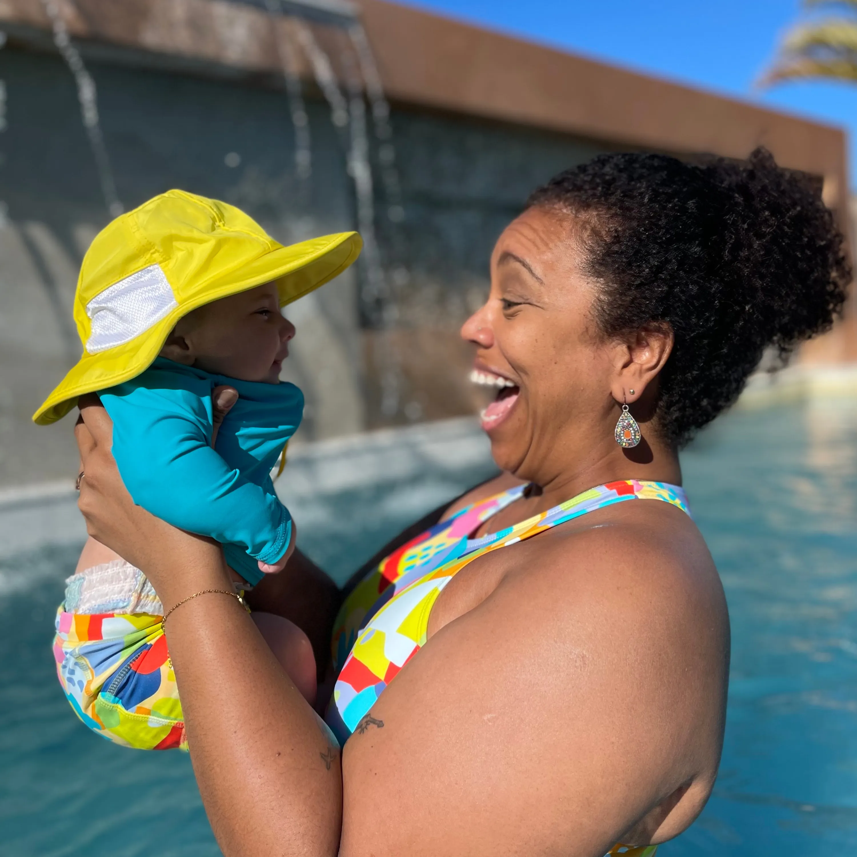 Kids Wide Brim Sun Hat "Fun Sun Day Play Hat" - Yellow