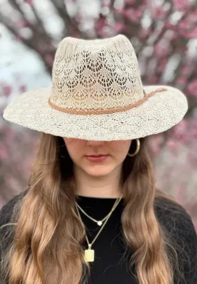 KP013 Horseshoe Lace With Braided Suede Trim Panama Hat