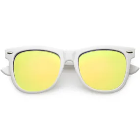 Large Classic Bold White Frame Flash Mirror Lens Horn Rimmed Sunglasses C996