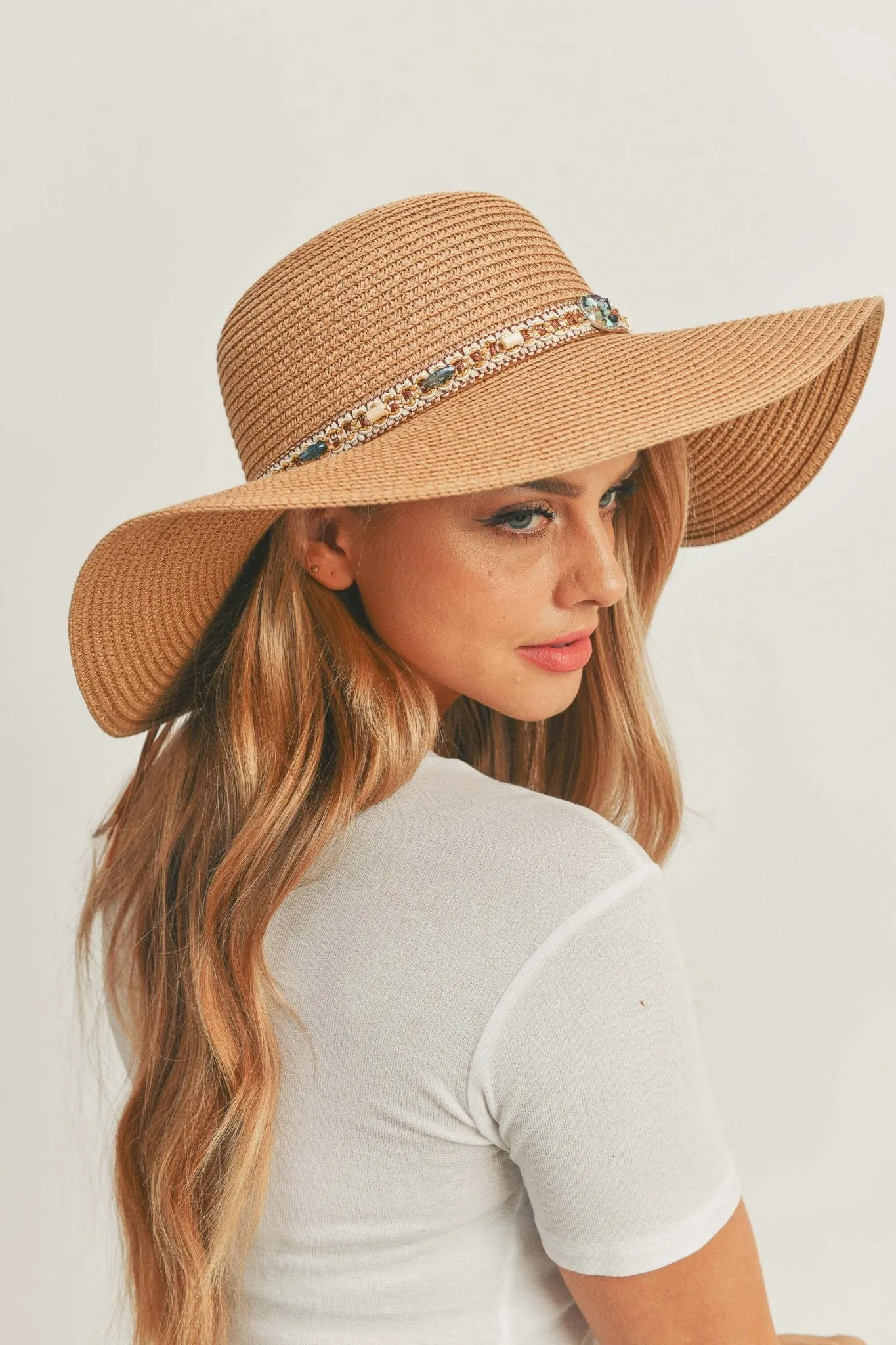 MH0103 Multi Beaded Band Floppy Hat