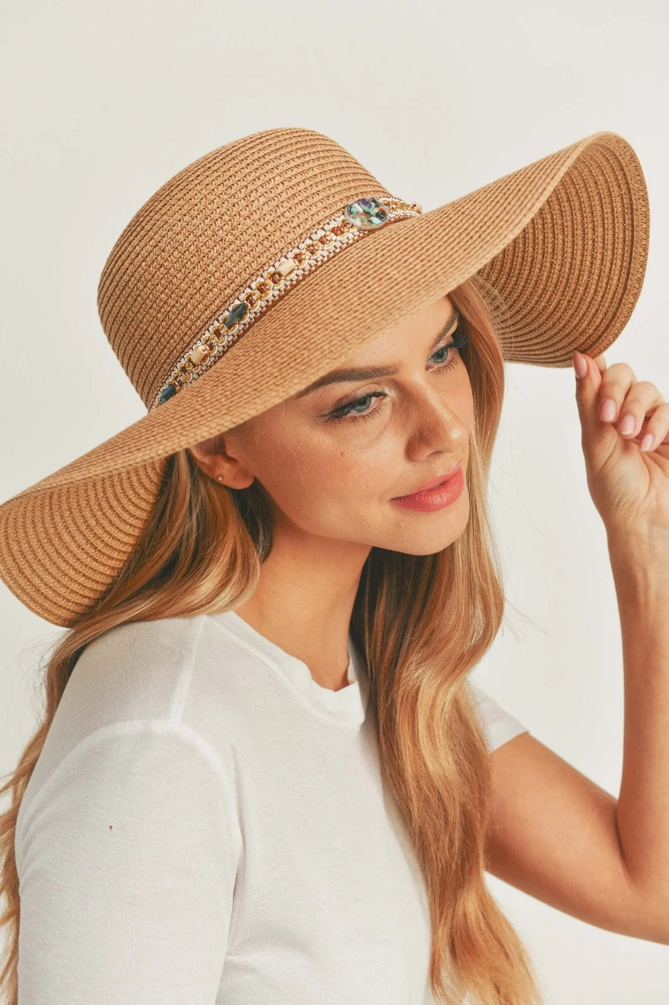 MH0103 Multi Beaded Band Floppy Hat