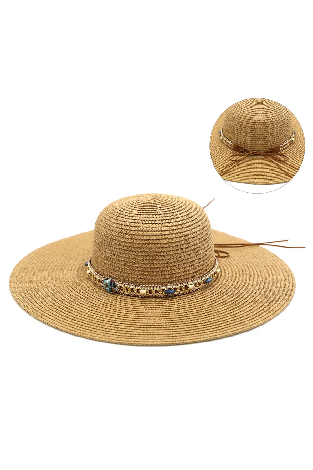 MH0103 Multi Beaded Band Floppy Hat