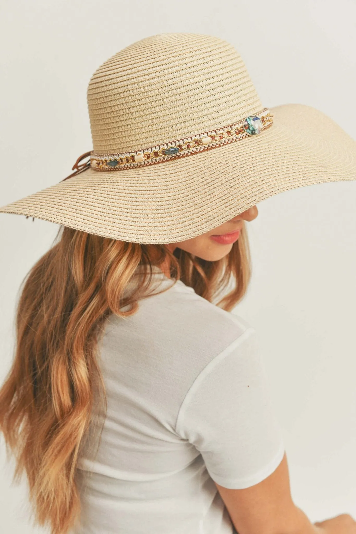 MH0103 Multi Beaded Band Floppy Hat