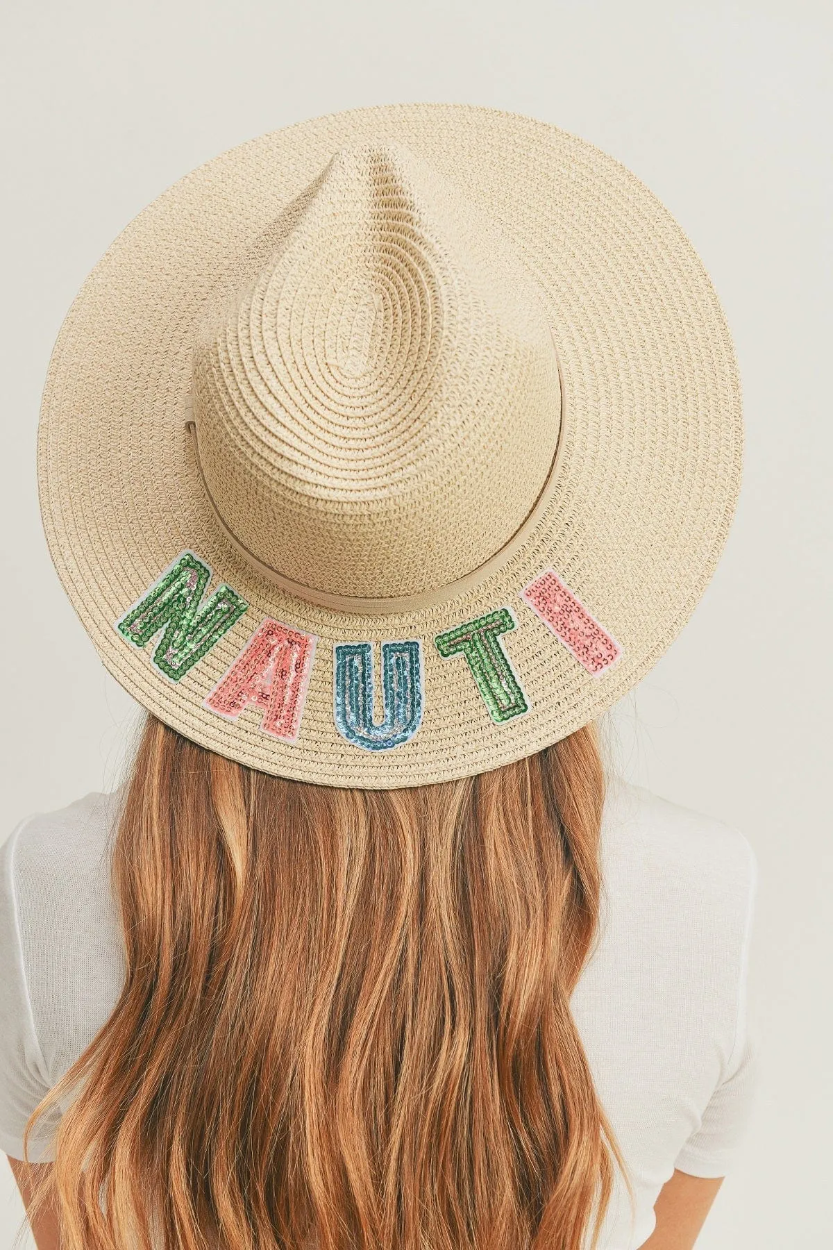 MH0119 Sequin Letter "Nauti" Panama Hat