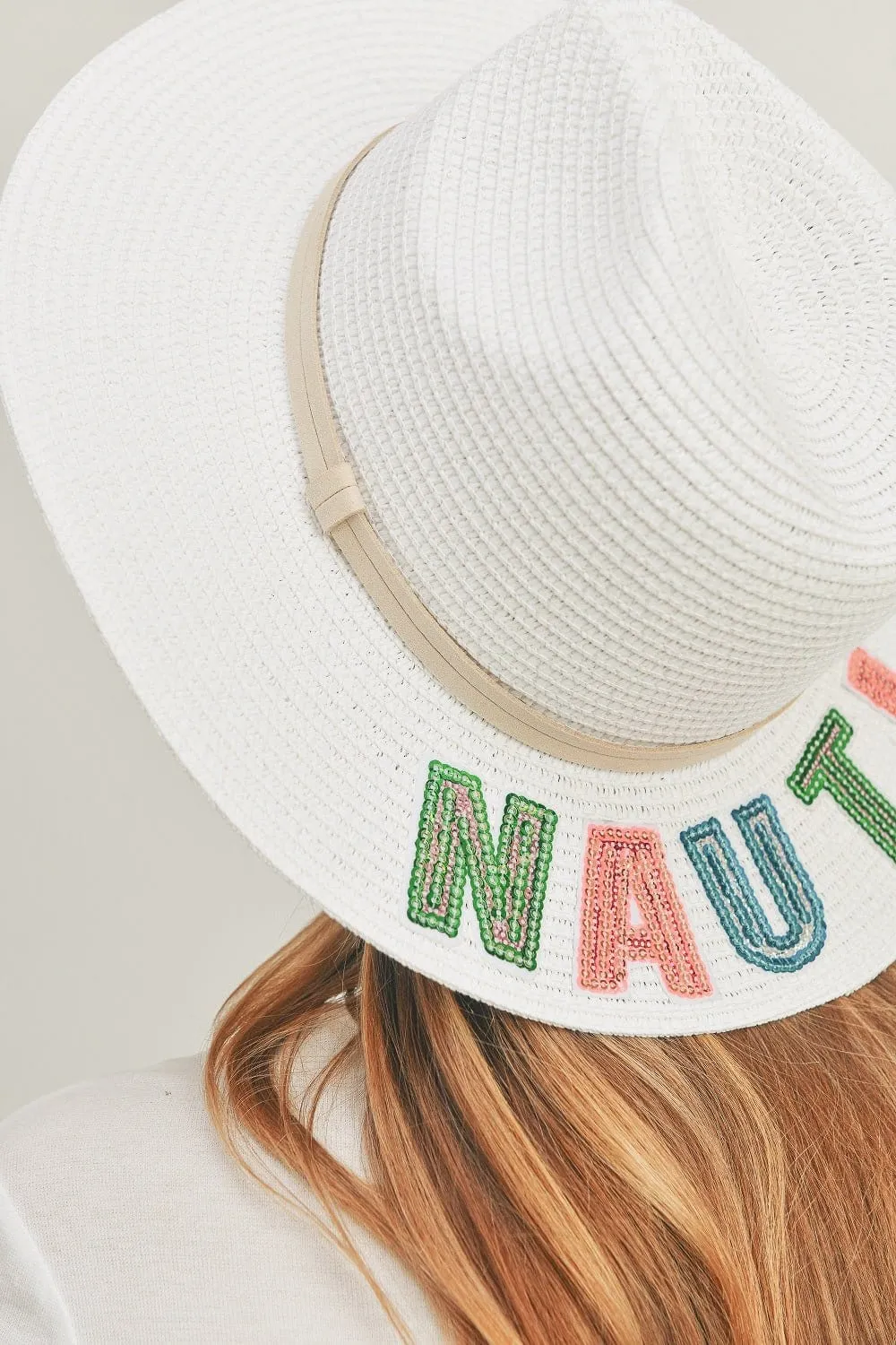 MH0119 Sequin Letter "Nauti" Panama Hat