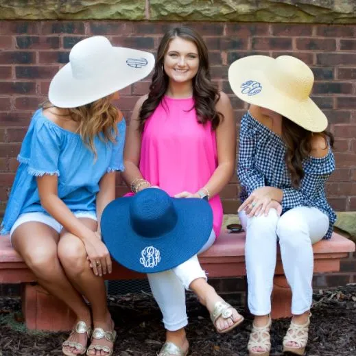 Monogrammed Floppy Sun Hats Choose Color