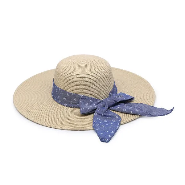 Natural Seagrass Hat w/Blue Ribbon