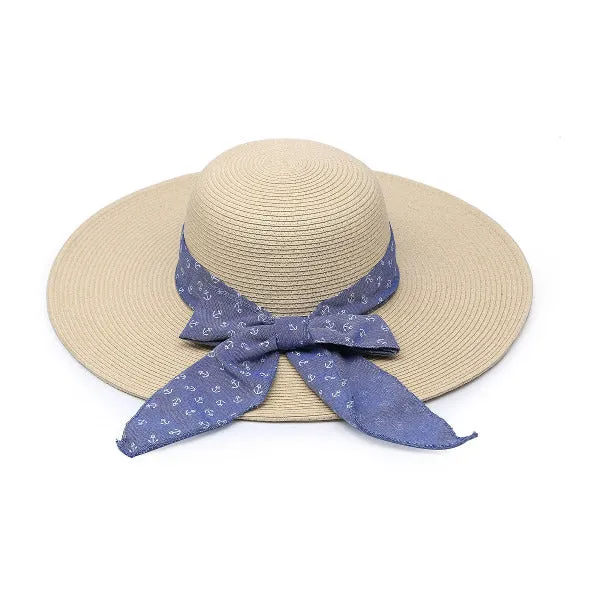 Natural Seagrass Hat w/Blue Ribbon