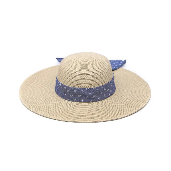 Natural Seagrass Hat w/Blue Ribbon