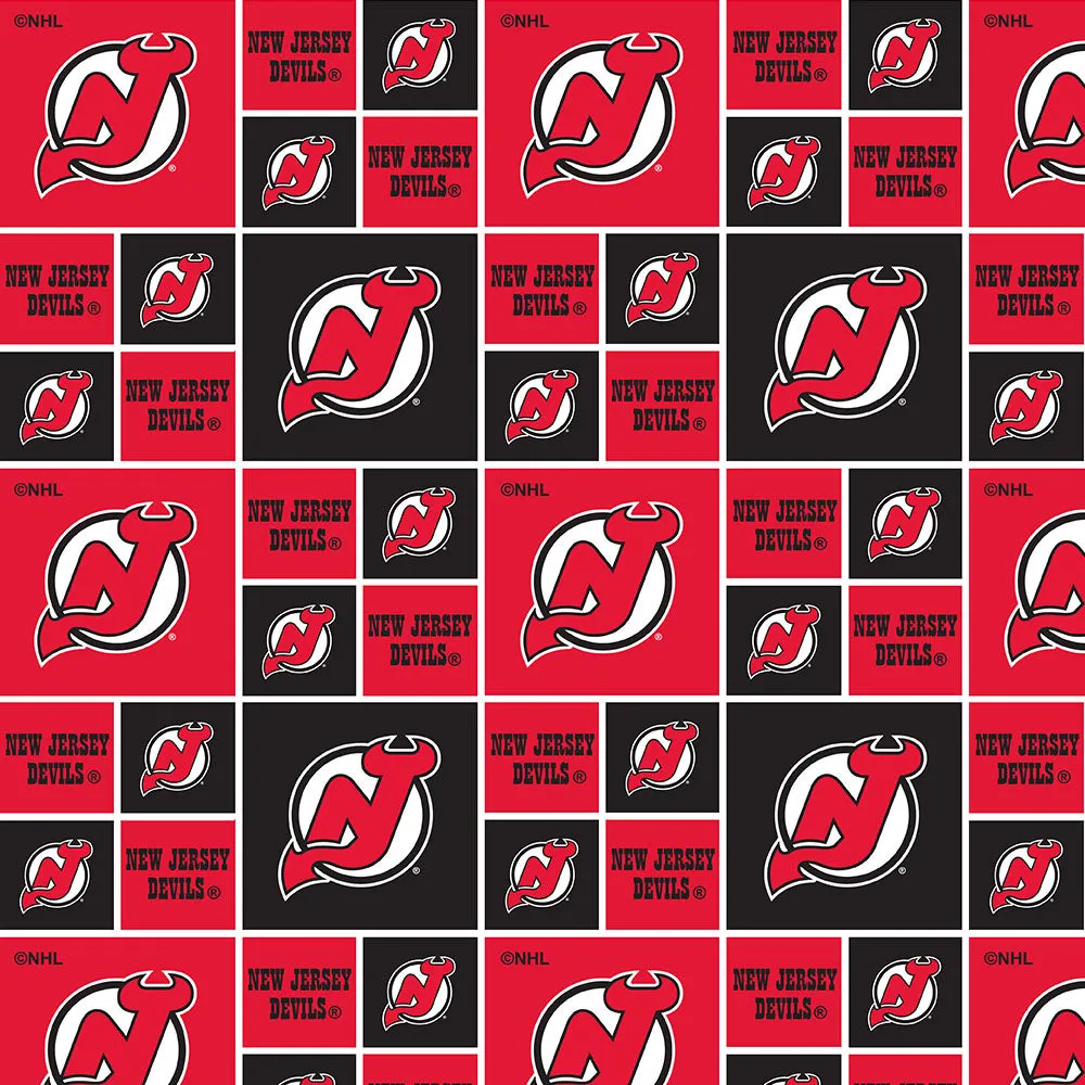 New Jersey Devils - NHL Cotton Print - Squares