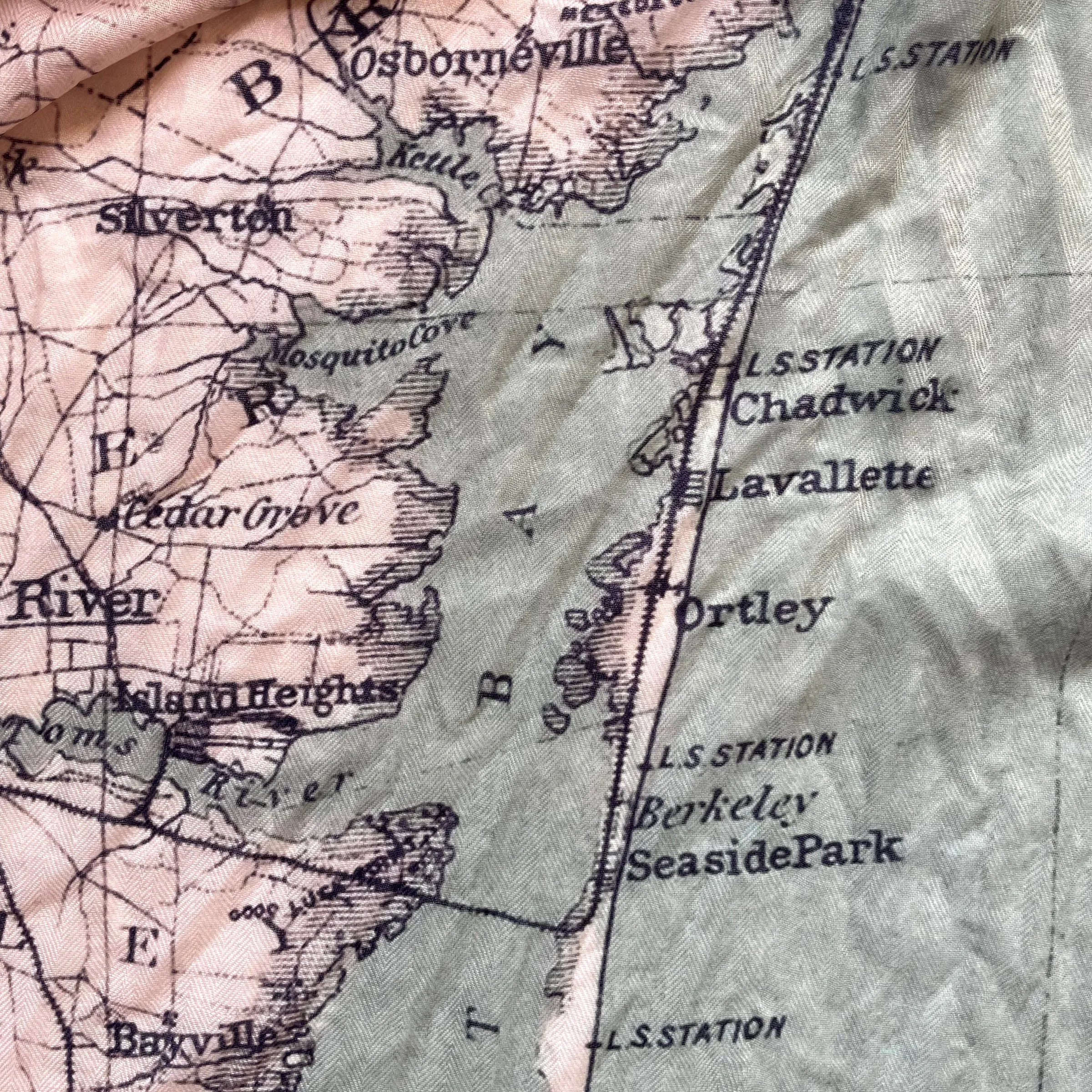 New Jersey Shore Vintage Map Scarf