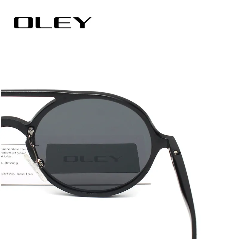 Oley Brand Men's Round Aluminum-Magnesium Polarized Sunglasses Women Anti-Glare Unisex Y7576