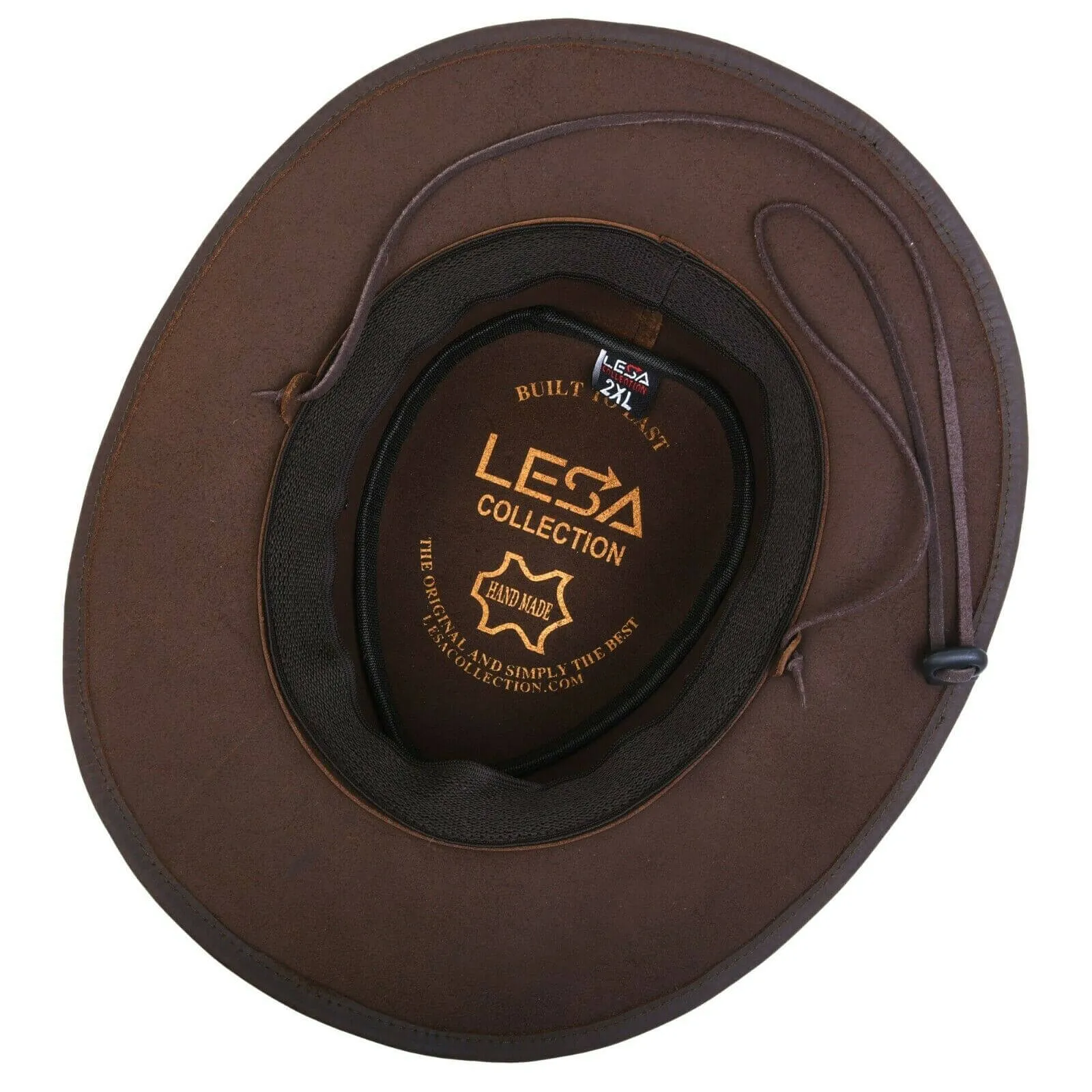 Outback  western cowboy Leather Cowhide Hat for Men and Women with Chin Cord