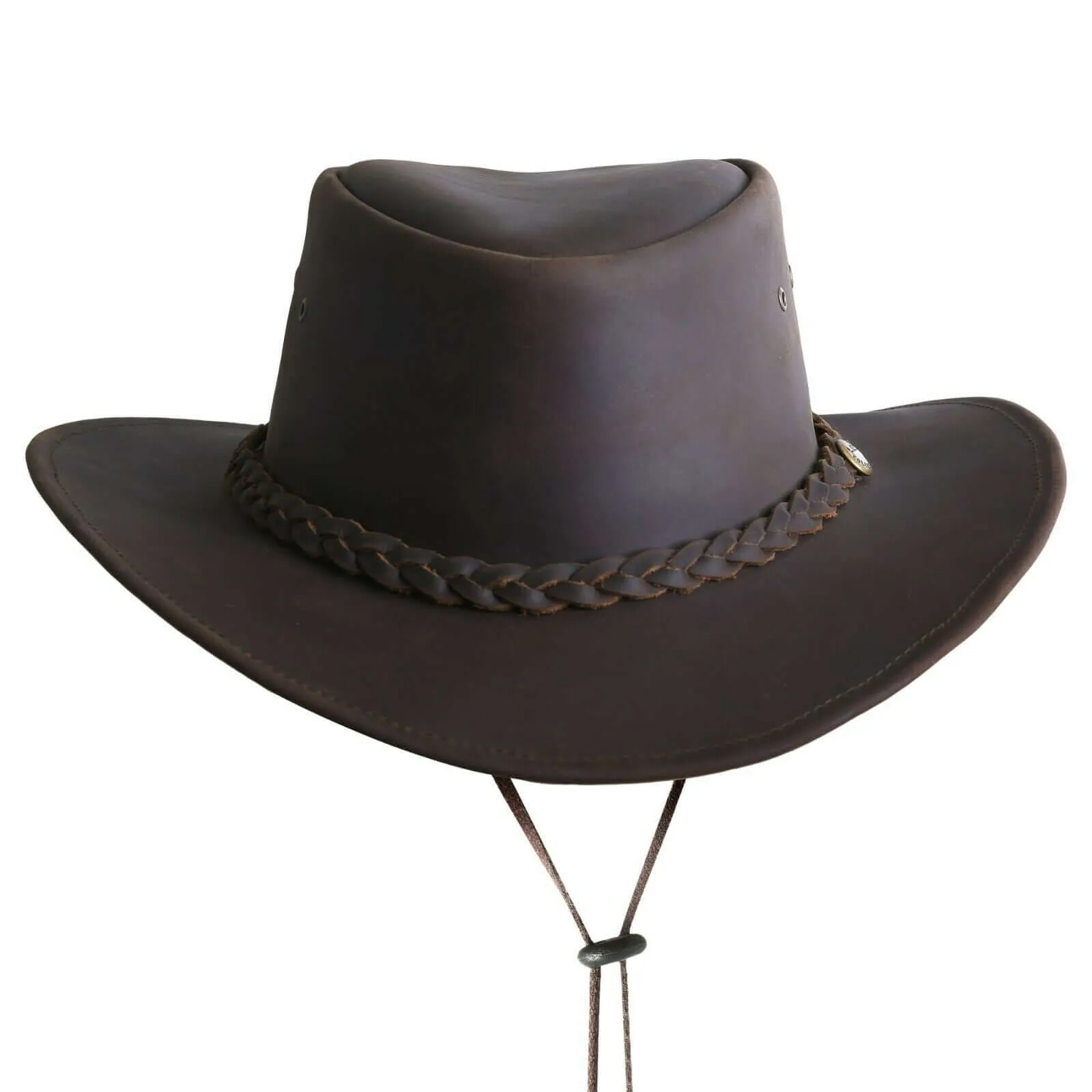 Outback  western cowboy Leather Cowhide Hat for Men and Women with Chin Cord