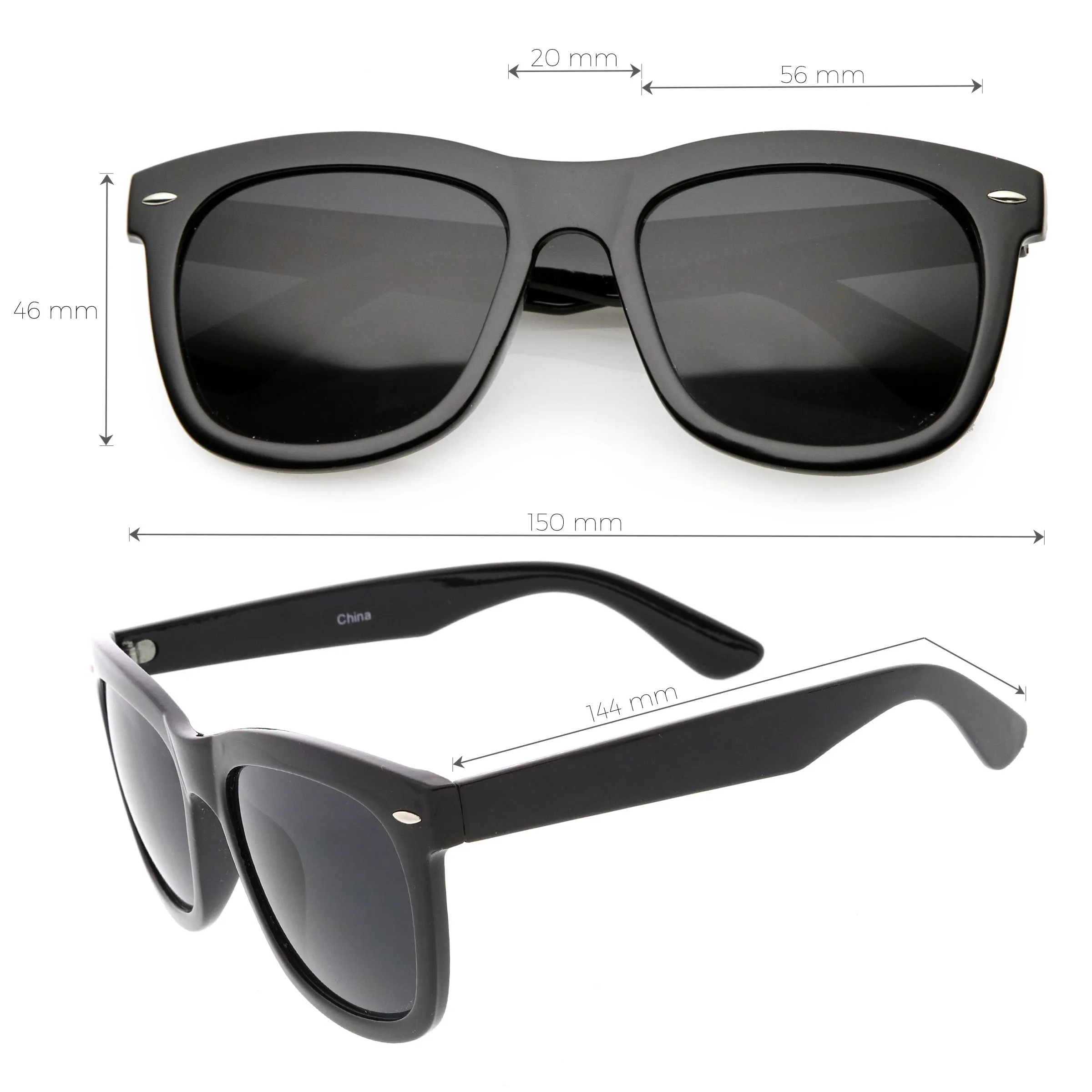 Oversize Wide Arm Metal Rivet Horn Rimmed Sunglasses C693