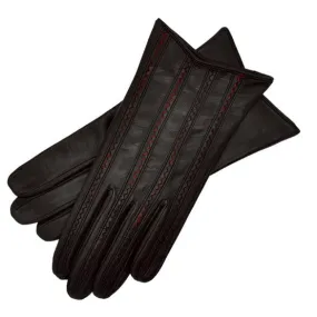 Pavia Black with Red Leather Gloves