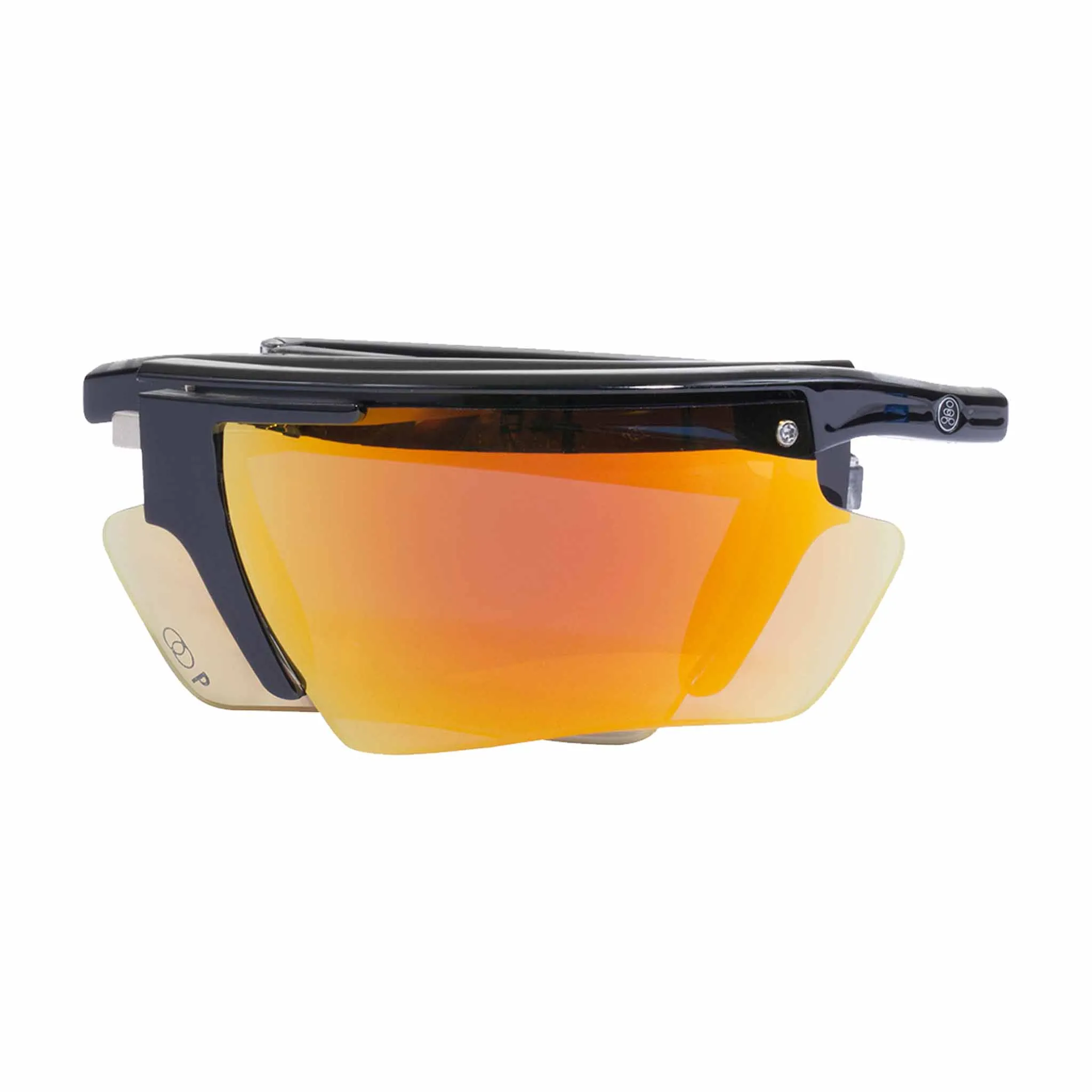 POPEDGE | Polarized, Gloss Black Crystal, Orange Mirror, Small