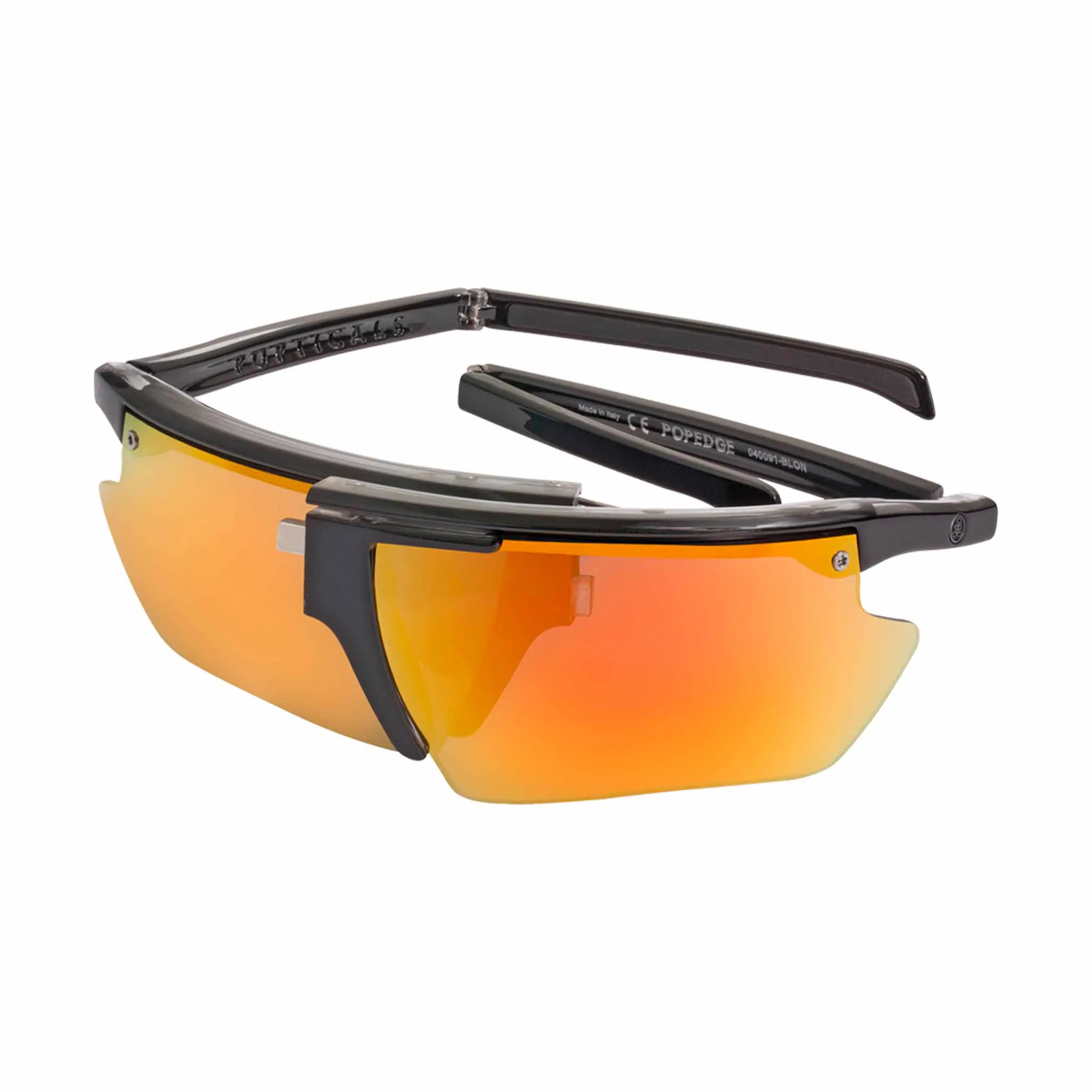 POPEDGE | Polarized, Gloss Black Crystal, Orange Mirror, Small