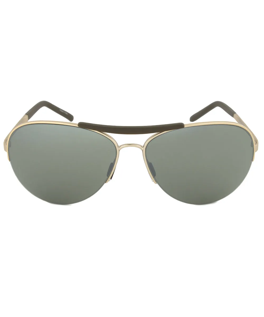 Porsche Design Design P8540 C Aviator Sunglasses | Light Gold Frame | Olive Silver Mirror Lens