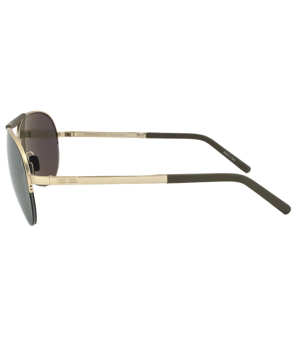 Porsche Design Design P8540 C Aviator Sunglasses | Light Gold Frame | Olive Silver Mirror Lens