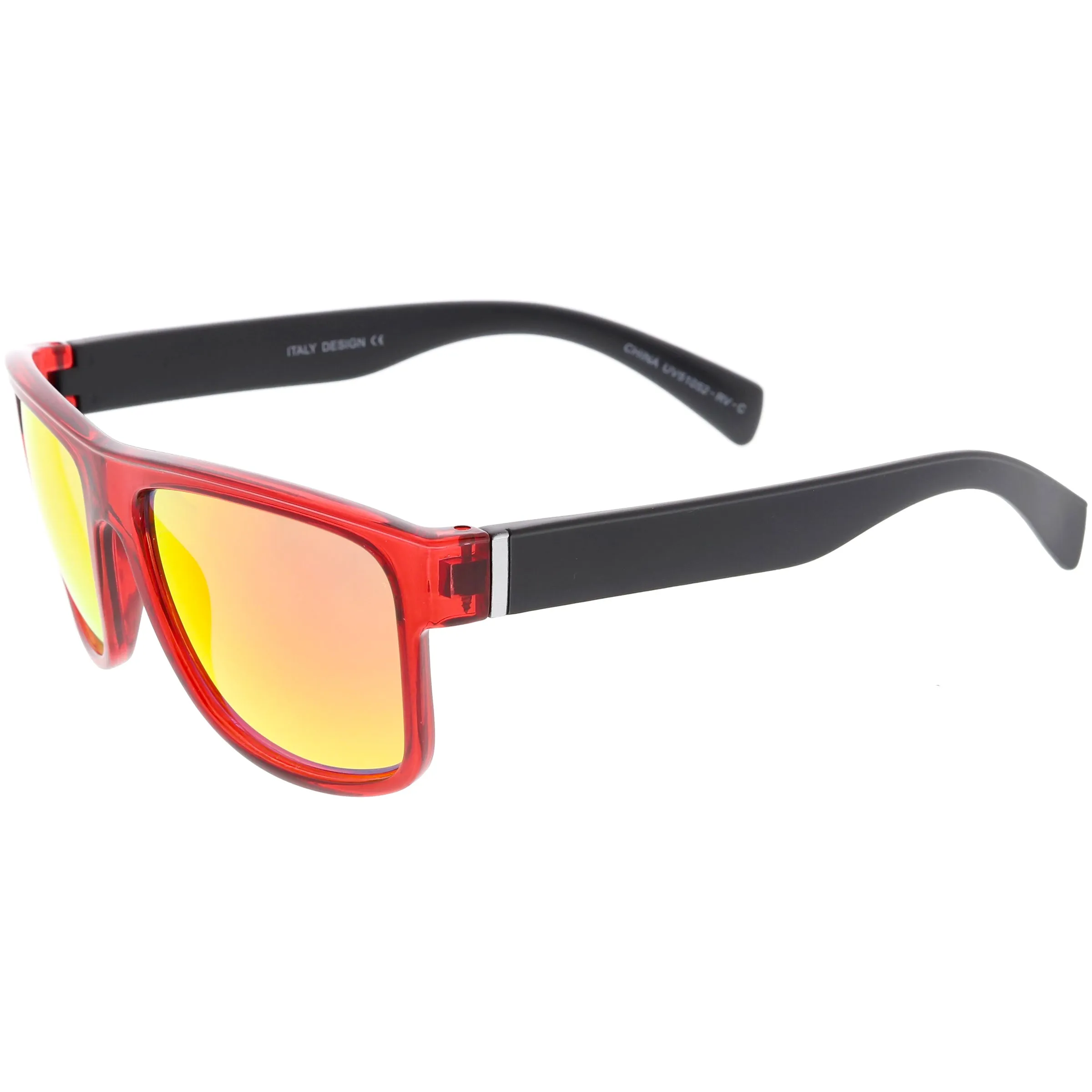 Radical Retro Skater Horned Rim Flash Mirrored Sunglasses C787