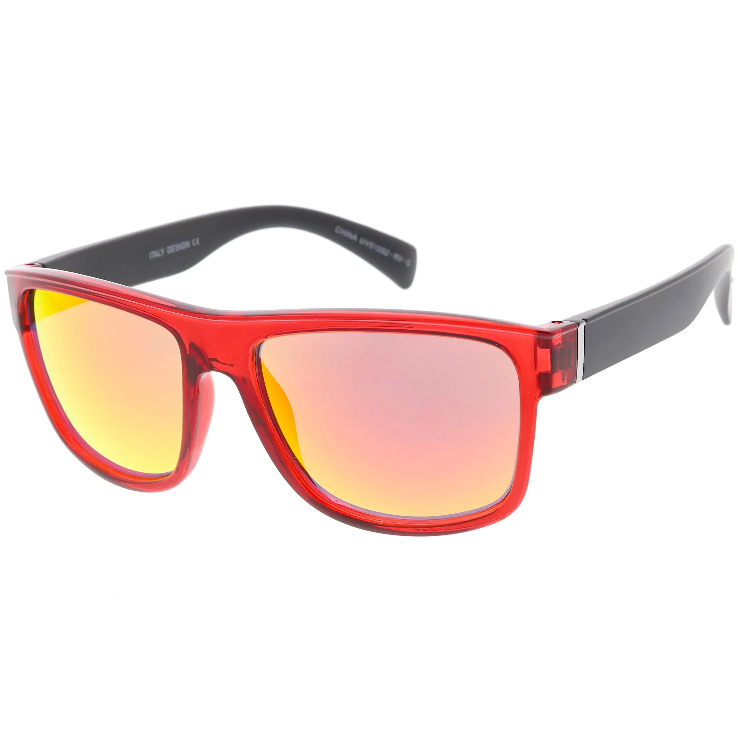 Radical Retro Skater Horned Rim Flash Mirrored Sunglasses C787