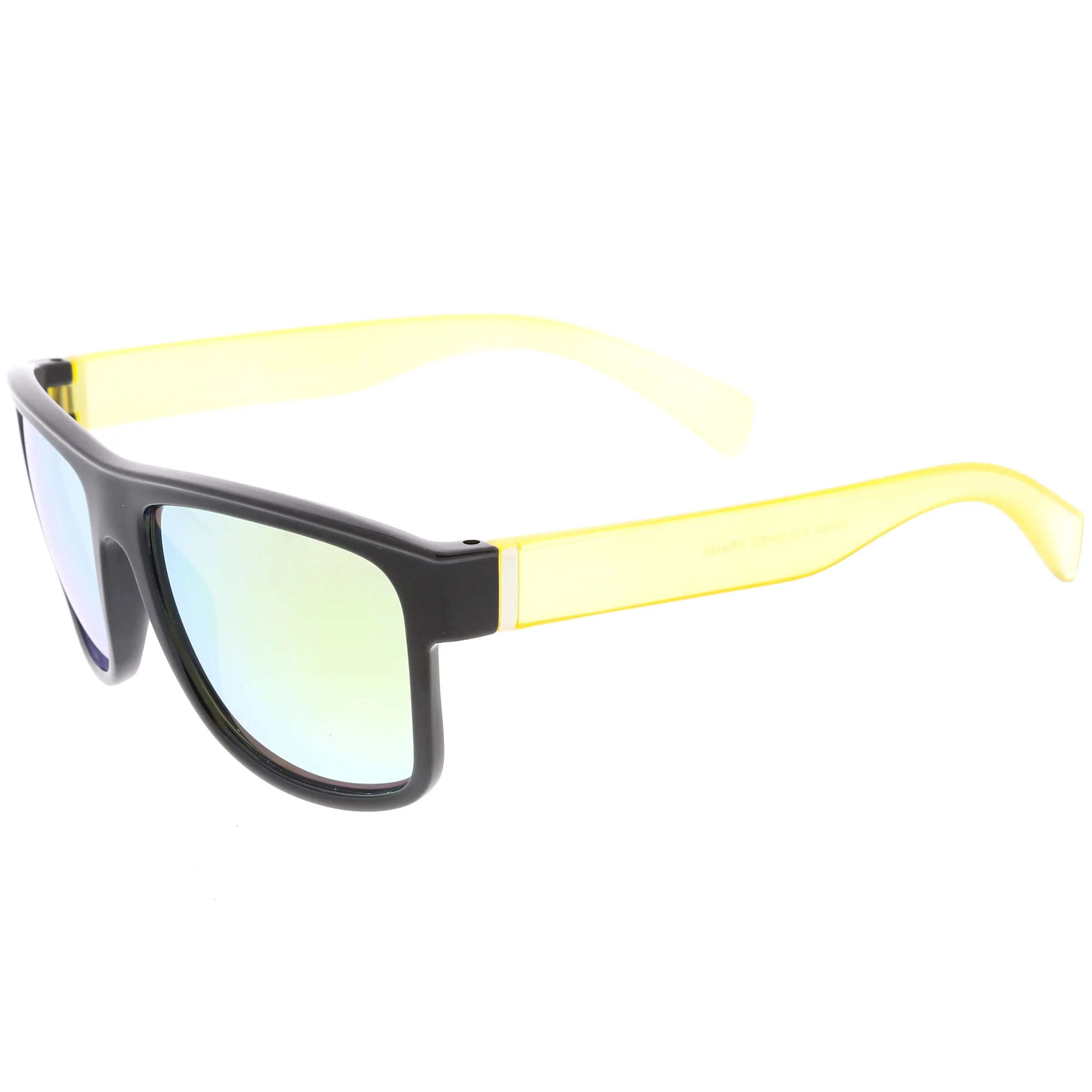 Radical Retro Skater Horned Rim Flash Mirrored Sunglasses C787