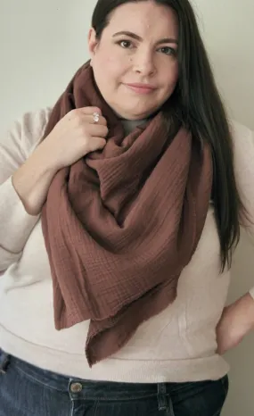 Raisin Brown Gauze Blanket Scarf