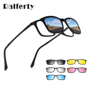 Ralferty Unisex Full Rim Eyeglasses With Clip On Sunglasses Tr90 8803