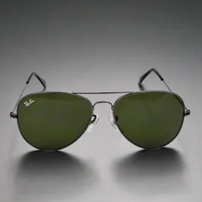 Ray-Ban Rimmed Classic Aviators GunMetal Frame With Green Lens