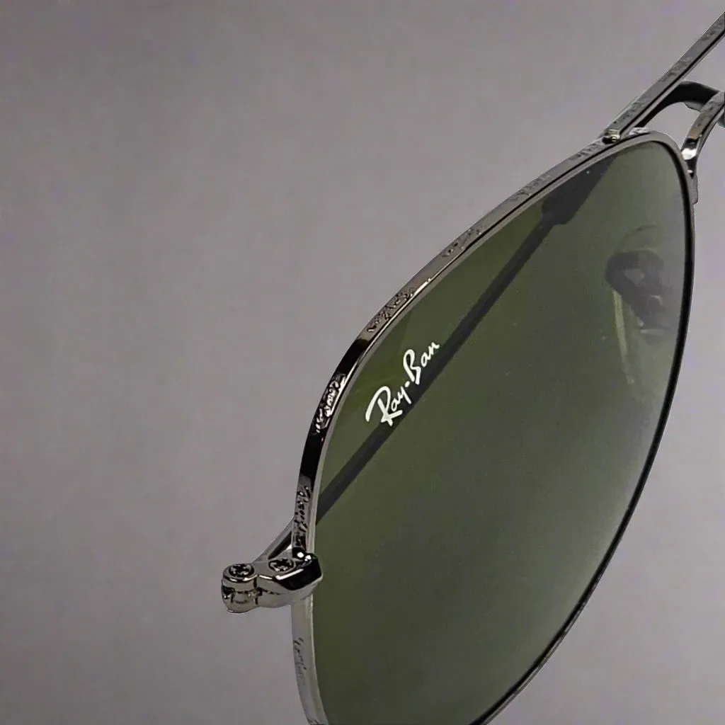 Ray-Ban Rimmed Classic Aviators GunMetal Frame With Green Lens