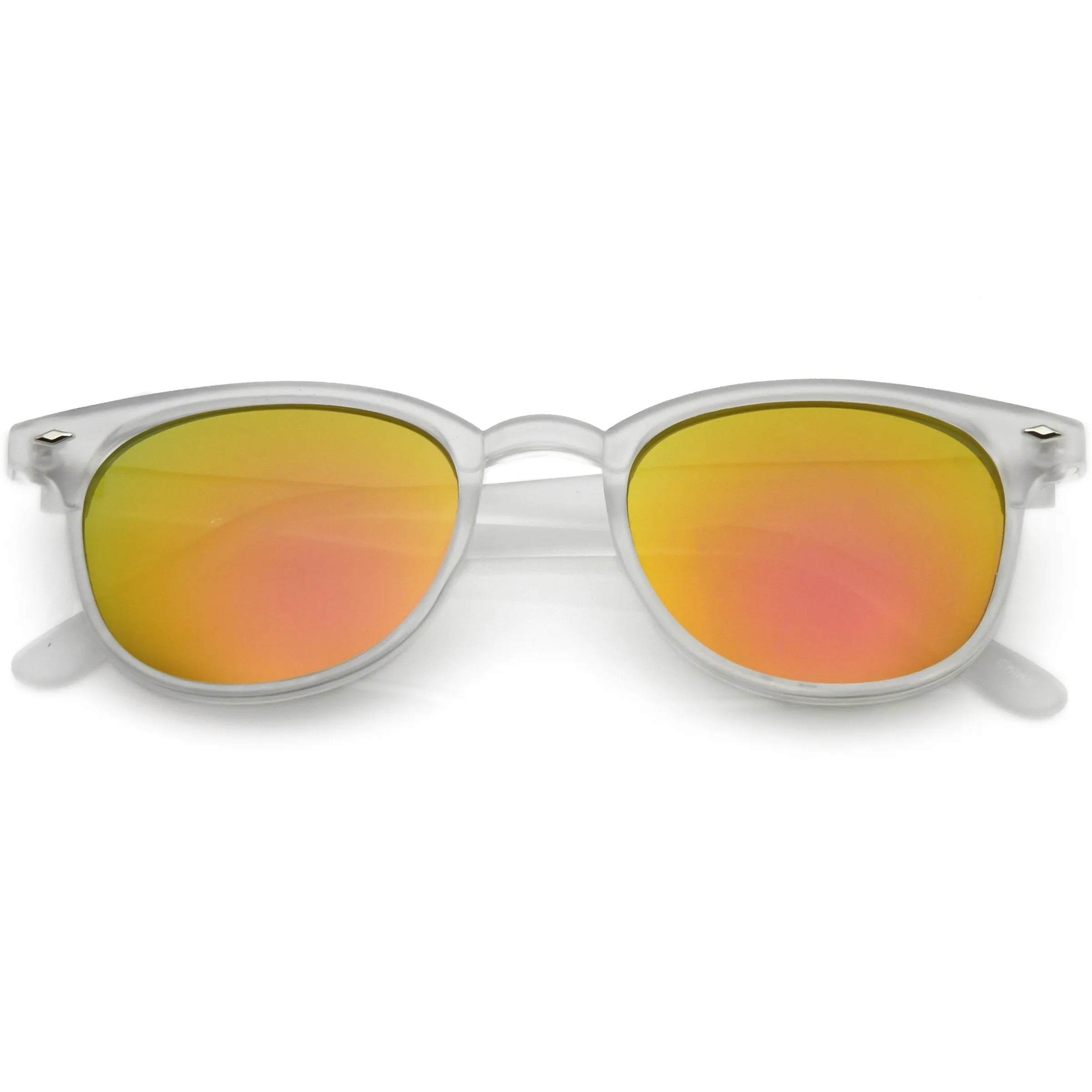 Retro Horned Rim P3 Rounded Mirrored Lens Sunglasses C561