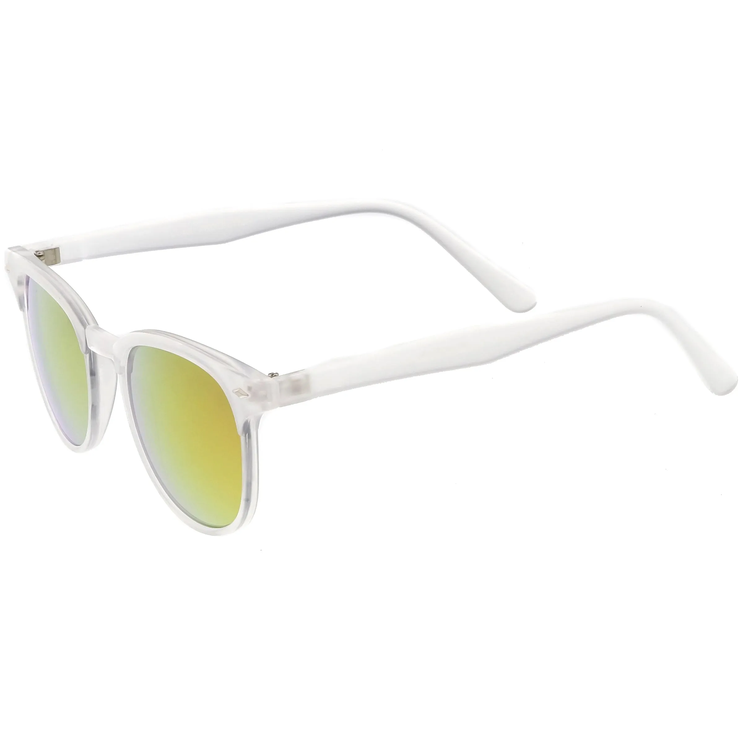 Retro Horned Rim P3 Rounded Mirrored Lens Sunglasses C561