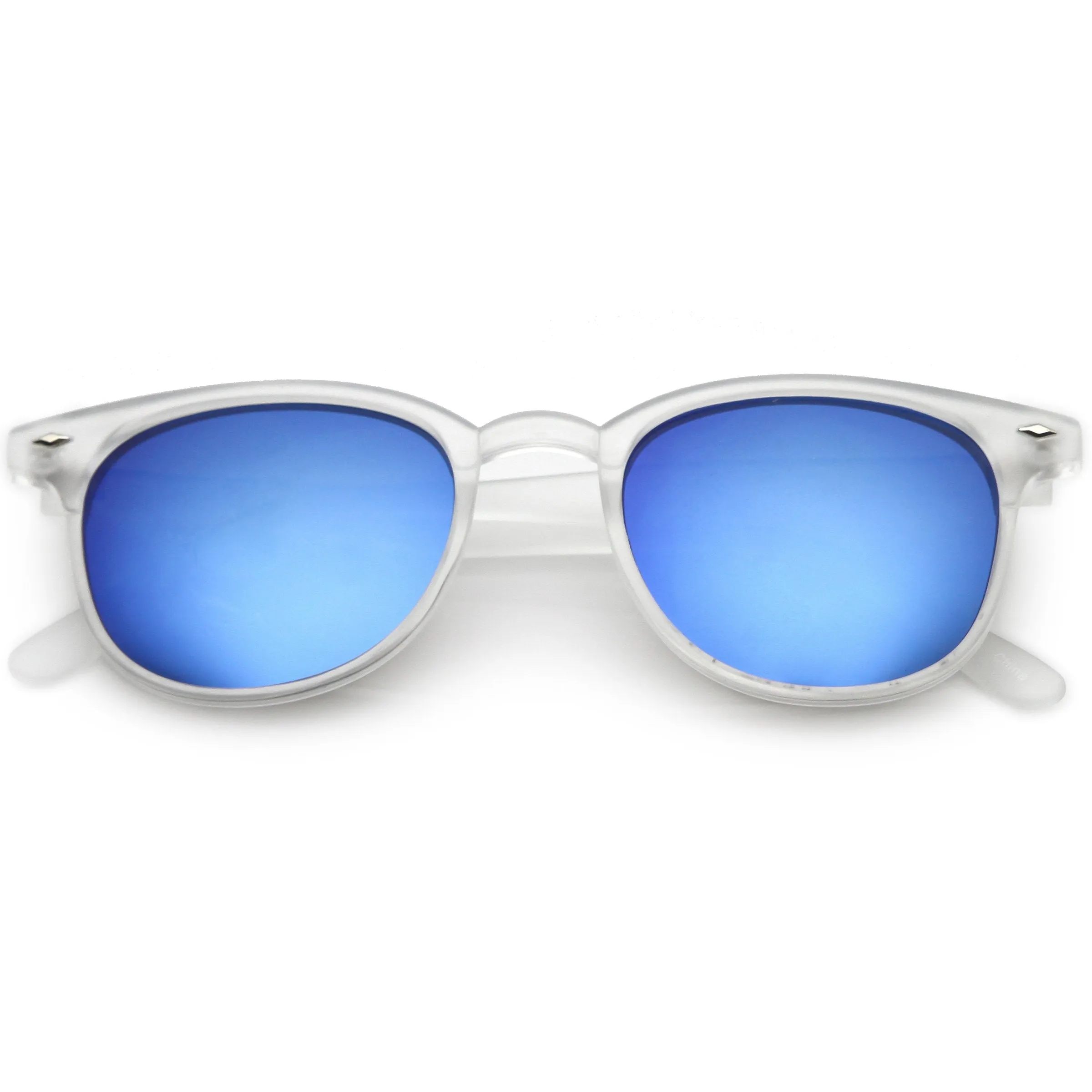 Retro Horned Rim P3 Rounded Mirrored Lens Sunglasses C561