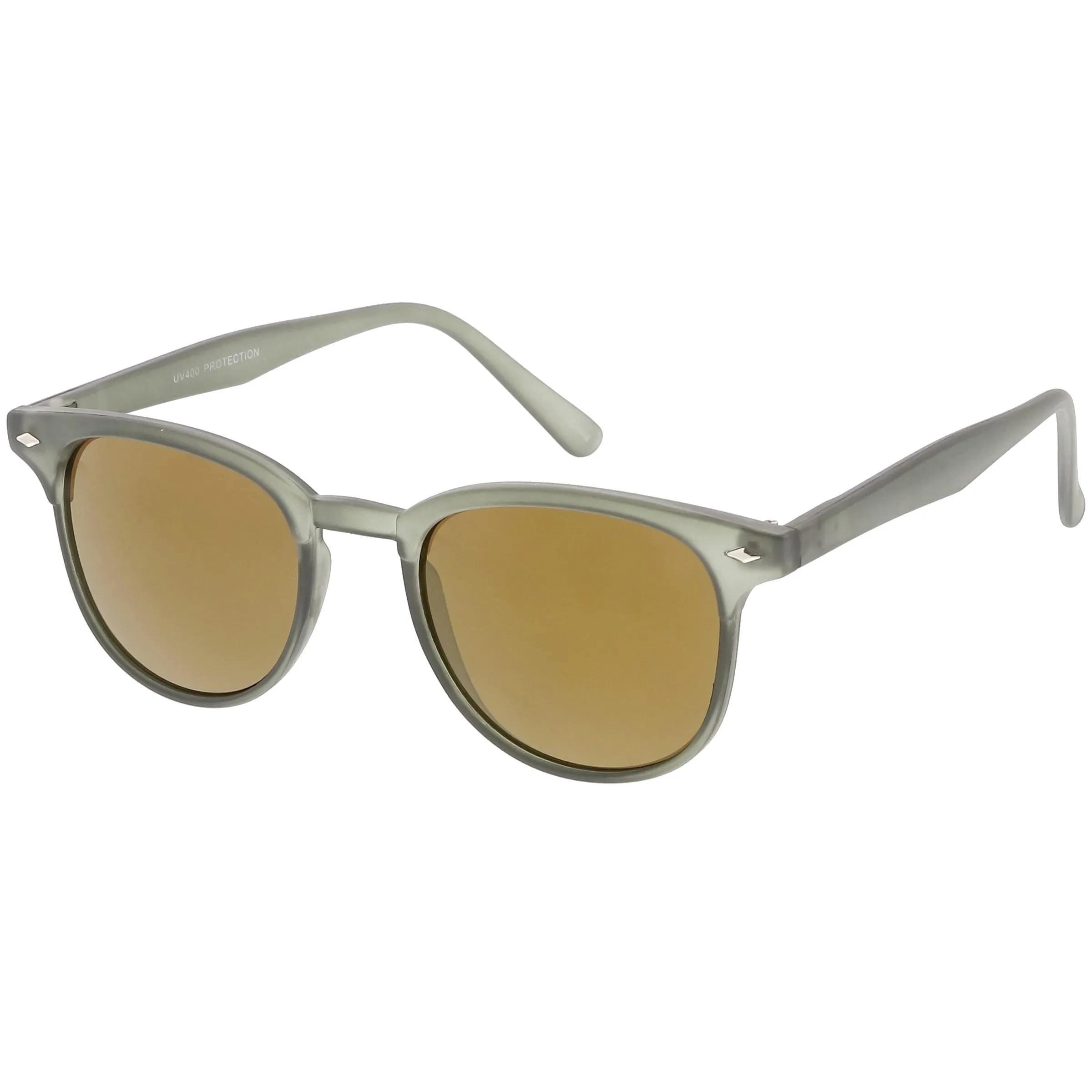 Retro Horned Rim P3 Rounded Mirrored Lens Sunglasses C561