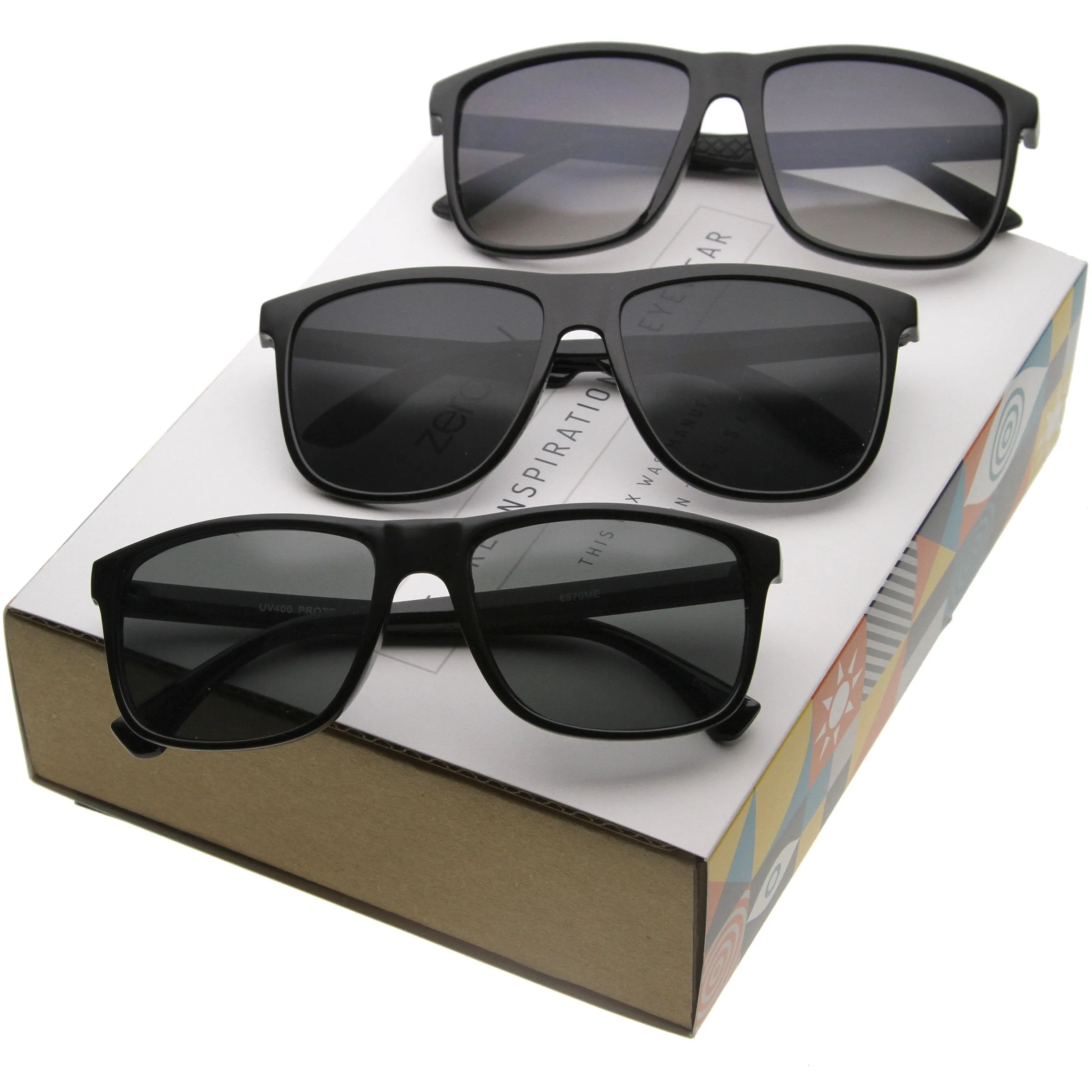 Retro Modern Casual Lifestyle Horn Rimmed Sunglasses A351 [Promo Box]