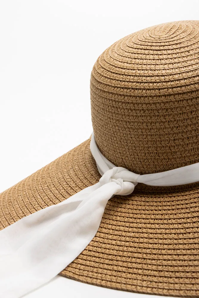 Ribbon Floppy Sun Hat Brown