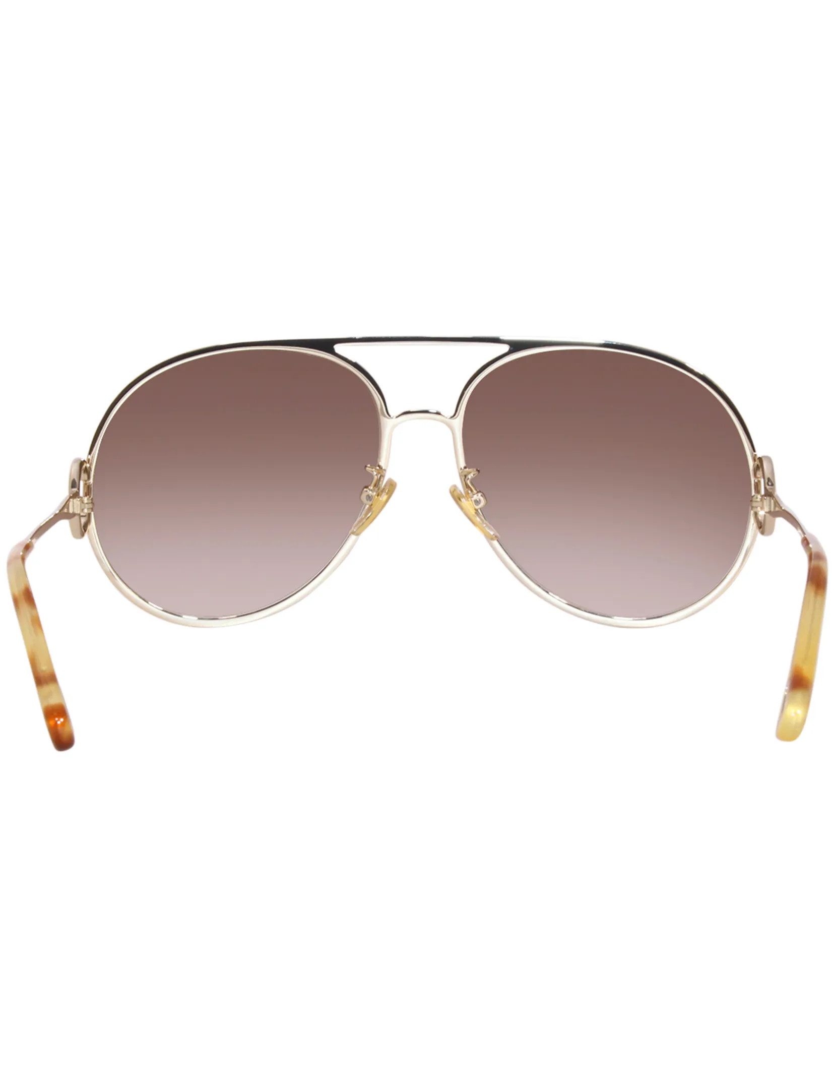 Rimmed Pilot Sunglasses, Gold/Brown