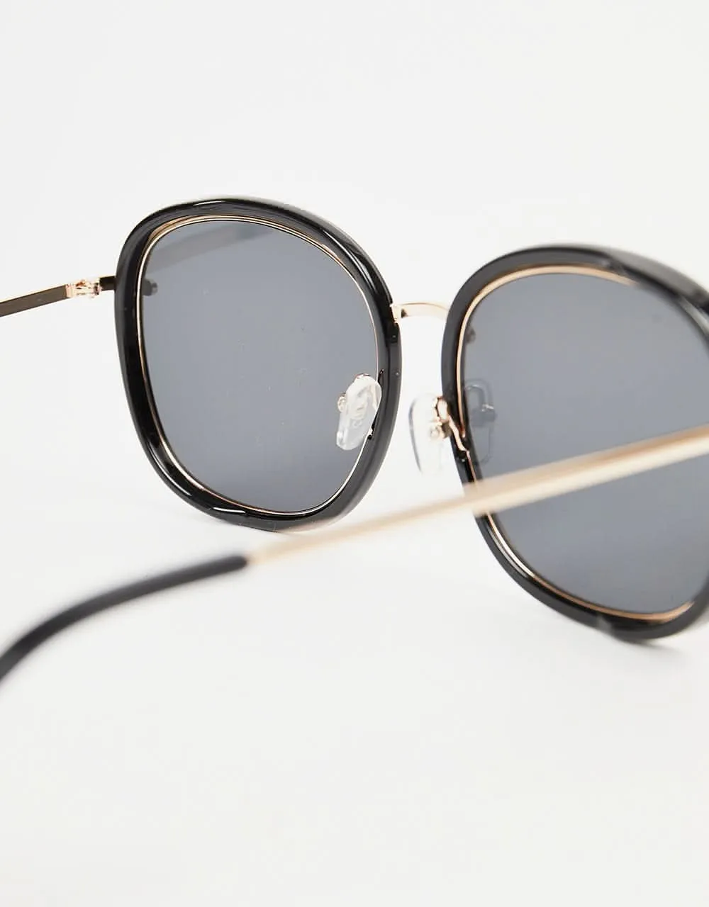 Route One Rimmed Sunglasses - Black/Gold (Black Lens)