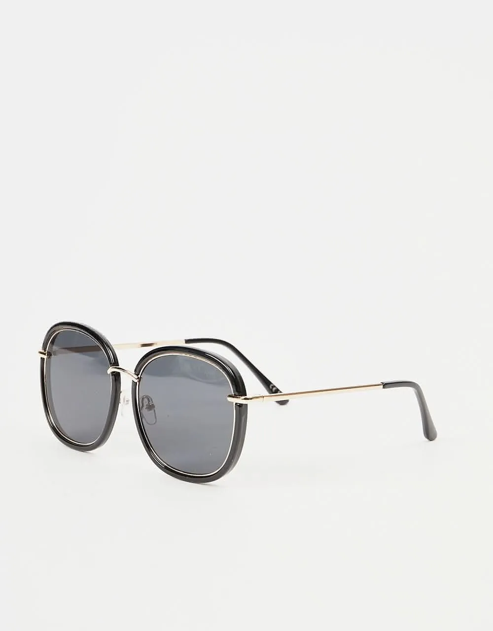 Route One Rimmed Sunglasses - Black/Gold (Black Lens)