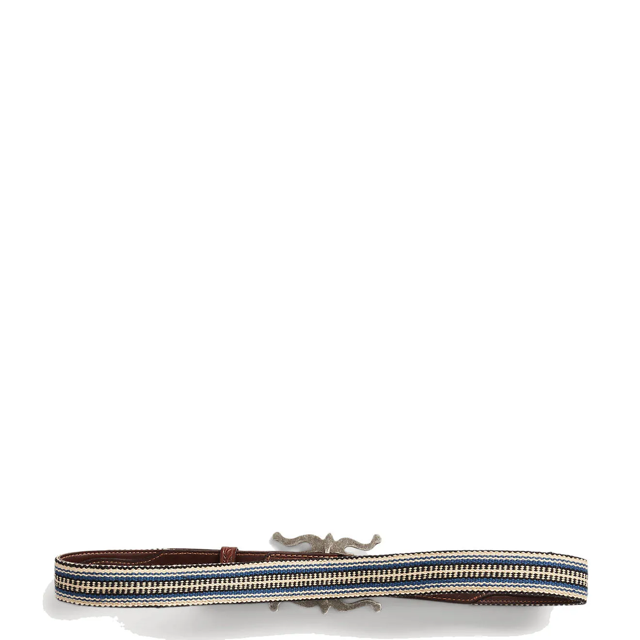 RRL by Ralph Lauren Handwoven Jacquard & Leather Belt Cream Multi/Brown