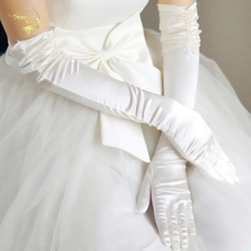 Satin Elbow Length Top Quality Beaded Wedding Bridal Gloves