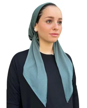 Scarf Bar Classic Jersey Ribbed Teal Green Pre-Tied Bandanna with Full Grip