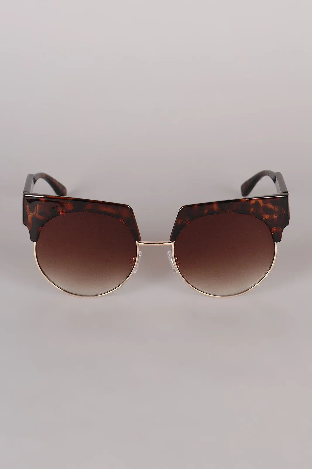 Semi Rimless Horn Rimmed Sunglasses